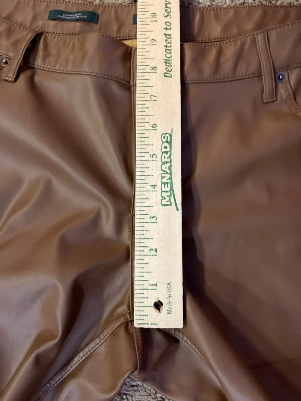 Wild Fable Faux Leather Flare Pants Womens 16 Brown Low Rise Leather Used - Picture 11 of 13